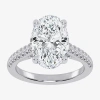 Modern Bride (g-h / Vs2-si1) Womens 5 1/3 Ct. T.w. Lab Grown White Diamond 14k White Gold Oval Side Stone Engagem In Silver