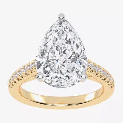 Modern Bride (g-h / Vs2-si1) Womens 5 1/3 Ct. T.w. Lab Grown White Diamond 14k White Gold Pear Side Stone Engagem