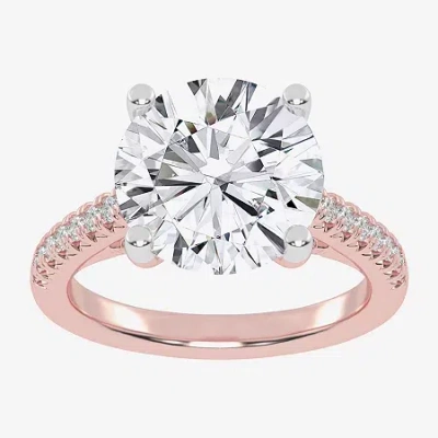 Modern Bride (g-h / Vs2-si1) Womens 5 1/3 Ct. T.w. Lab Grown White Diamond 14k White Gold Round Side Stone Engage In Pink