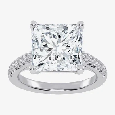 Modern Bride (g-h / Vs2-si1) Womens 5 1/3 Ct. T.w. Lab Grown White Diamond 14k White Gold Side Stone Engagement R In Silver