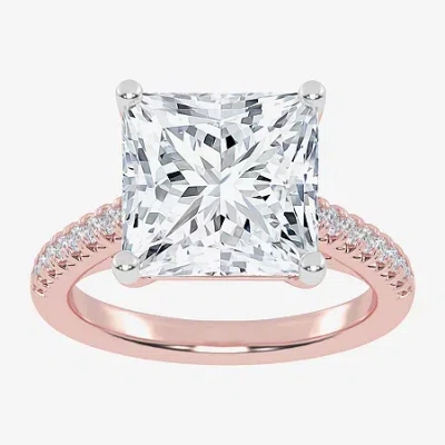Modern Bride (g-h / Vs2-si1) Womens 5 1/3 Ct. T.w. Lab Grown White Diamond 14k White Gold Side Stone Engagement R In Pink