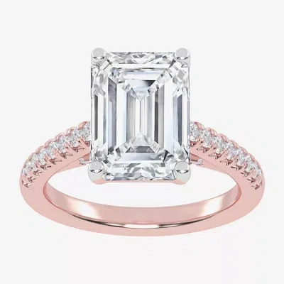 Modern Bride (g-h / Vs2-si1) Womens 5 1/3 Ct. T.w. Lab Grown White Diamond 14k White Gold Side Stone Engagement R In Pink