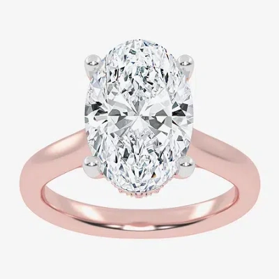 Modern Bride (g-h / Vs2-si1) Womens 5 1/5 Ct. T.w. Lab Grown White Diamond 14k Rose Gold Solitaire Engagement Rin In Pink