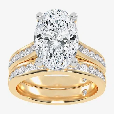 Modern Bride (g-h / Vs2-si1) Womens 5 Ct. T.w. Lab Grown White Diamond 14k White Gold Oval Side Stone Bridal Set