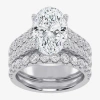 Modern Bride (g-h / Vs2-si1) Womens 5 Ct. T.w. Lab Grown White Diamond 14k White Gold Side Stone Bridal Set In Silver
