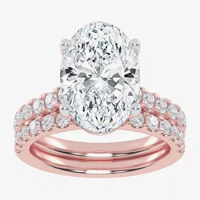 Modern Bride (g-h / Vs2-si1) Womens 5 Ct. T.w. Lab Grown White Diamond 14k White Gold Side Stone Bridal Set In Pink