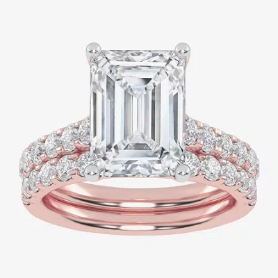 Modern Bride (g-h / Vs2-si1) Womens 5 Ct. T.w. Lab Grown White Diamond 14k White Gold Side Stone Bridal Set In Pink