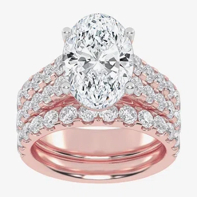Modern Bride (g-h / Vs2-si1) Womens 5 Ct. T.w. Lab Grown White Diamond 14k White Gold Side Stone Bridal Set In Pink