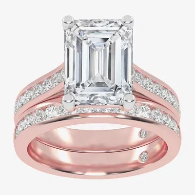 Modern Bride (g-h / Vs2-si1) Womens 5 Ct. T.w. Lab Grown White Diamond 14k White Gold Side Stone Bridal Set In Pink