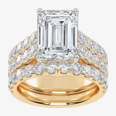 Modern Bride (g-h / Vs2-si1) Womens 5 Ct. T.w. Lab Grown White Diamond 14k White Gold Side Stone Bridal Set In Yellow