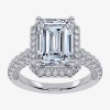 Modern Bride (g-h / Vs2-si1) Womens 5 Ct. T.w. Lab Grown White Diamond 14k White Gold Side Stone Halo Engagement  In Silver
