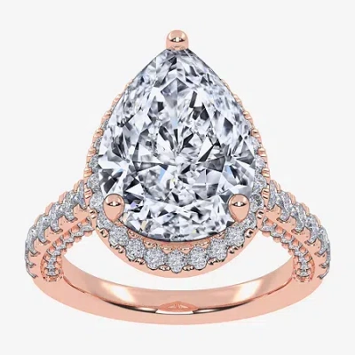 Modern Bride (g-h / Vs2-si1) Womens 5 Ct. T.w. Lab Grown White Diamond 14k White Gold Side Stone Halo Engagement 