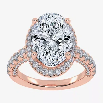 Modern Bride (g-h / Vs2-si1) Womens 5 Ct. T.w. Lab Grown White Diamond 14k White Gold Side Stone Halo Engagement  In Pink