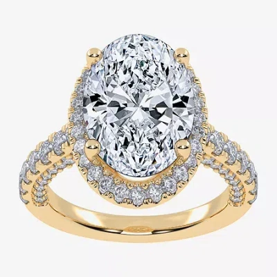 Modern Bride (g-h / Vs2-si1) Womens 5 Ct. T.w. Lab Grown White Diamond 14k White Gold Side Stone Halo Engagement 