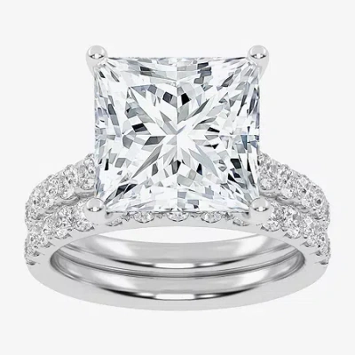 Modern Bride (g-h / Vs2-si1) Womens 6 Ct. T.w. Lab Grown White Diamond 14k White Gold Side Stone Bridal Set In Silver