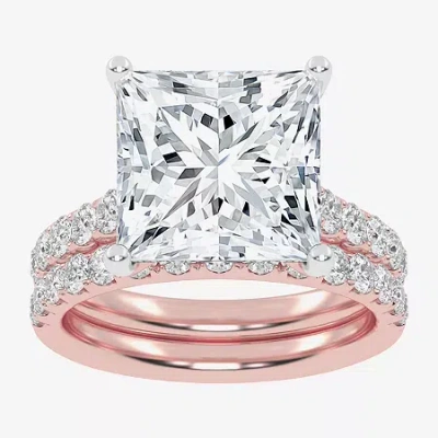 Modern Bride (g-h / Vs2-si1) Womens 6 Ct. T.w. Lab Grown White Diamond 14k White Gold Side Stone Bridal Set In Pink