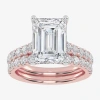Modern Bride (g-h / Vs2-si1) Womens 6 Ct. T.w. Lab Grown White Diamond 14k White Gold Side Stone Bridal Set In Pink