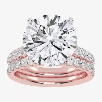 Modern Bride (g-h / Vs2-si1) Womens 6 Ct. T.w. Lab Grown White Diamond 14k White Gold Side Stone Bridal Set In Pink