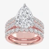 Modern Bride (g-h / Vs2-si1) Womens 6 Ct. T.w. Lab Grown White Diamond 14k White Gold Side Stone Bridal Set In Pink