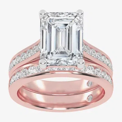 Modern Bride (g-h / Vs2-si1) Womens 6 Ct. T.w. Lab Grown White Diamond 14k White Gold Side Stone Bridal Set In Pink