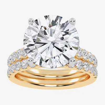 Modern Bride (g-h / Vs2-si1) Womens 6 Ct. T.w. Lab Grown White Diamond 14k White Gold Side Stone Bridal Set In Yellow