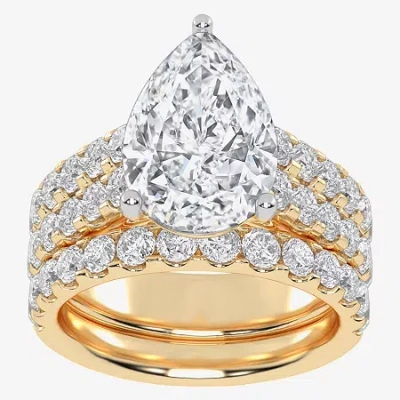 Modern Bride (g-h / Vs2-si1) Womens 6 Ct. T.w. Lab Grown White Diamond 14k White Gold Side Stone Bridal Set In Yellow