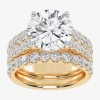 Modern Bride (g-h / Vs2-si1) Womens 6 Ct. T.w. Lab Grown White Diamond 14k White Gold Side Stone Bridal Set In Yellow