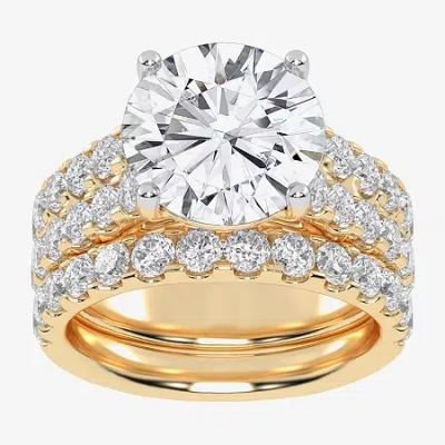 Modern Bride (g-h / Vs2-si1) Womens 6 Ct. T.w. Lab Grown White Diamond 14k White Gold Side Stone Bridal Set In Yellow