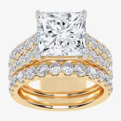 Modern Bride (g-h / Vs2-si1) Womens 6 Ct. T.w. Lab Grown White Diamond 14k White Gold Side Stone Bridal Set In Yellow