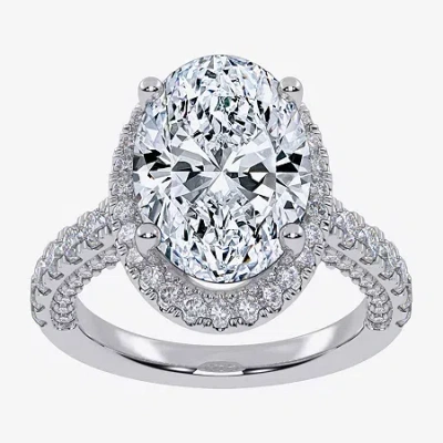 Modern Bride (g-h / Vs2-si1) Womens 6 Ct. T.w. Lab Grown White Diamond 14k White Gold Side Stone Halo Engagement 