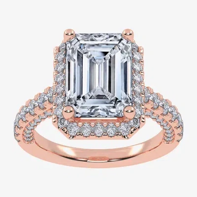 Modern Bride (g-h / Vs2-si1) Womens 6 Ct. T.w. Lab Grown White Diamond 14k White Gold Side Stone Halo Engagement  In Pink