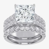 Modern Bride (g-h / Vs2-si1) Womens 7 Ct.t.w. Lab Grown White Diamond 14k White Gold Side Stone Bridal Set In Silver