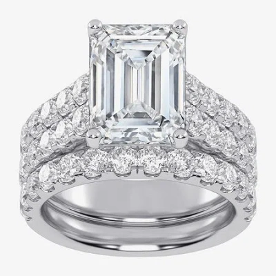 Modern Bride (g-h / Vs2-si1) Womens 7 Ct.t.w. Lab Grown White Diamond 14k White Gold Side Stone Bridal Set In Silver