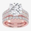 Modern Bride (g-h / Vs2-si1) Womens 7 Ct.t.w. Lab Grown White Diamond 14k White Gold Side Stone Bridal Set In Pink