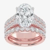 Modern Bride (g-h / Vs2-si1) Womens 7 Ct.t.w. Lab Grown White Diamond 14k White Gold Side Stone Bridal Set In Pink