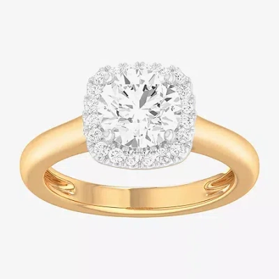 Modern Bride (g-h/si1-si2) Womens 1 3/4 Ct. T.w. Lab Grown White Diamond 10k Gold Cushion Halo Engagement Ring