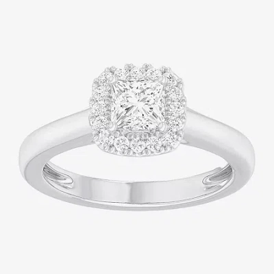 Modern Bride (g-h/si1-si2) Womens 1 Ct. T.w. Lab Grown White Diamond 10k Gold Cushion Halo Engagement Ring