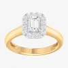 Modern Bride (g-h/si1-si2) Womens 1 Ct. T.w. Lab Grown White Diamond 10k Gold Halo Engagement Ring In Yellow