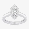 Modern Bride (g-h/si1-si2) Womens 1 Ct. T.w. Lab Grown White Diamond 10k Gold Marquise Halo Engagement Ring In Silver