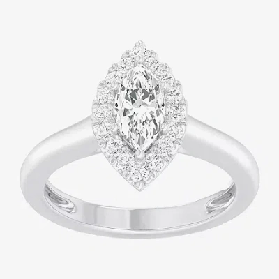 Modern Bride (g-h/si1-si2) Womens 1 Ct. T.w. Lab Grown White Diamond 10k Gold Marquise Halo Engagement Ring