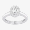 Modern Bride (g-h/si1-si2) Womens 1 Ct. T.w. Lab Grown White Diamond 10k Gold Oval Halo Engagement Ring In White