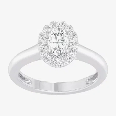 Modern Bride (g-h/si1-si2) Womens 1 Ct. T.w. Lab Grown White Diamond 10k Gold Oval Halo Engagement Ring