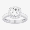 Modern Bride (g-h/si1-si2) Womens 2 1/4 Ct. T.w. Lab Grown White Diamond 10k Gold Cushion Halo Engagement Ring In White