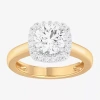 Modern Bride (g-h/si1-si2) Womens 2 1/4 Ct. T.w. Lab Grown White Diamond 10k Gold Cushion Halo Engagement Ring In Yellow