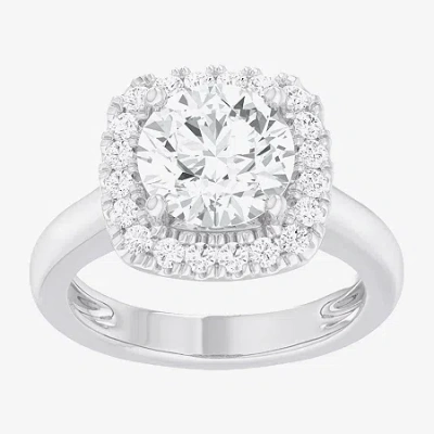 Modern Bride (g-h/si1-si2) Womens 3 1/2 Ct. T.w Lab Grown White Diamond 10k Gold Cushion Halo Engagement Ring