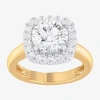 Modern Bride (g-h/si1-si2) Womens 3 1/2 Ct. T.w Lab Grown White Diamond 10k Gold Cushion Halo Engagement Ring In Yellow