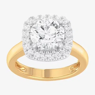 Modern Bride (g-h/si1-si2) Womens 3 1/2 Ct. T.w Lab Grown White Diamond 10k Gold Cushion Halo Engagement Ring In Yellow
