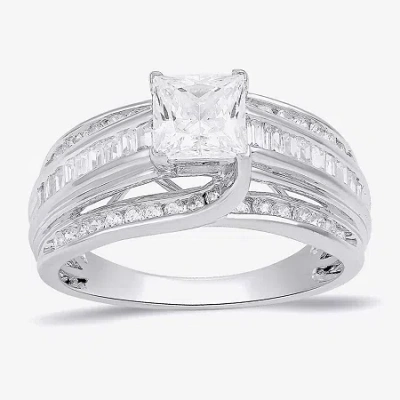 Modern Bride (g / I1) Womens 1 1/2 Ct. T.w. Lab Grown White Diamond 10k Gold Side Stone Engagement Ring