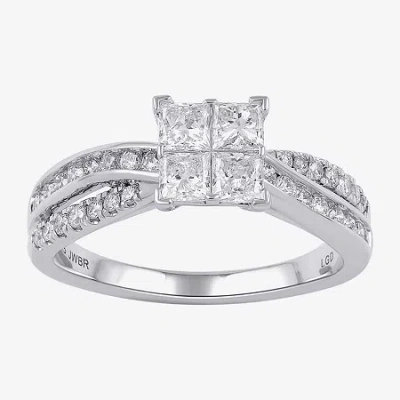 Modern Bride (g / I1) Womens 1 Ct. T.w. Lab Grown White Diamond 10k White Gold Engagement Ring In Silver