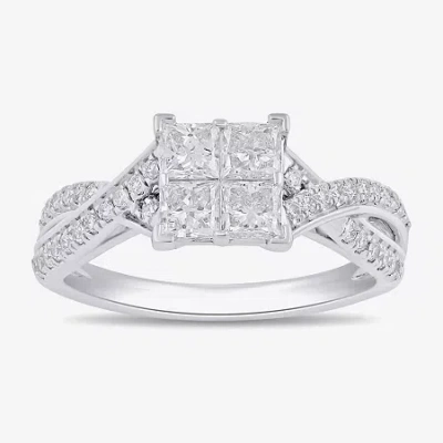 Modern Bride (g / I1) Womens 1 Ct. T.w. Lab Grown White Diamond 10k White Gold Engagement Ring In Transparent